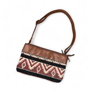 Elegant Brown and Red Patterned Clutch